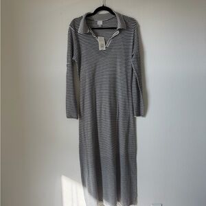 a new day Black and White Striped Long Sleeve Dress